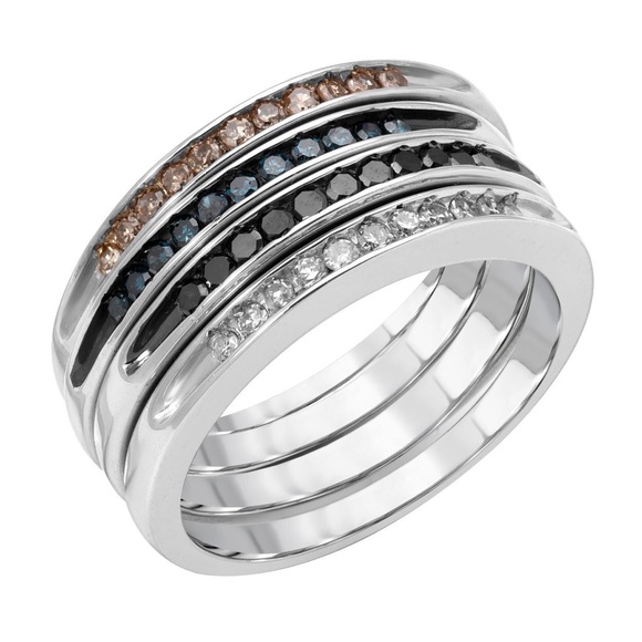 Stackable Diamond Silver Rings - Picture 2 of 2